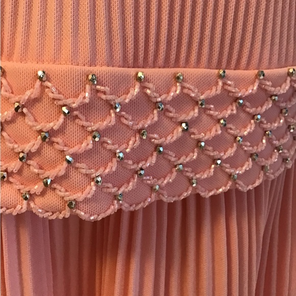 Vintage 60s Pink Drop Waist Mod Beaded Cocktail Dress - Picture 6 of 8
